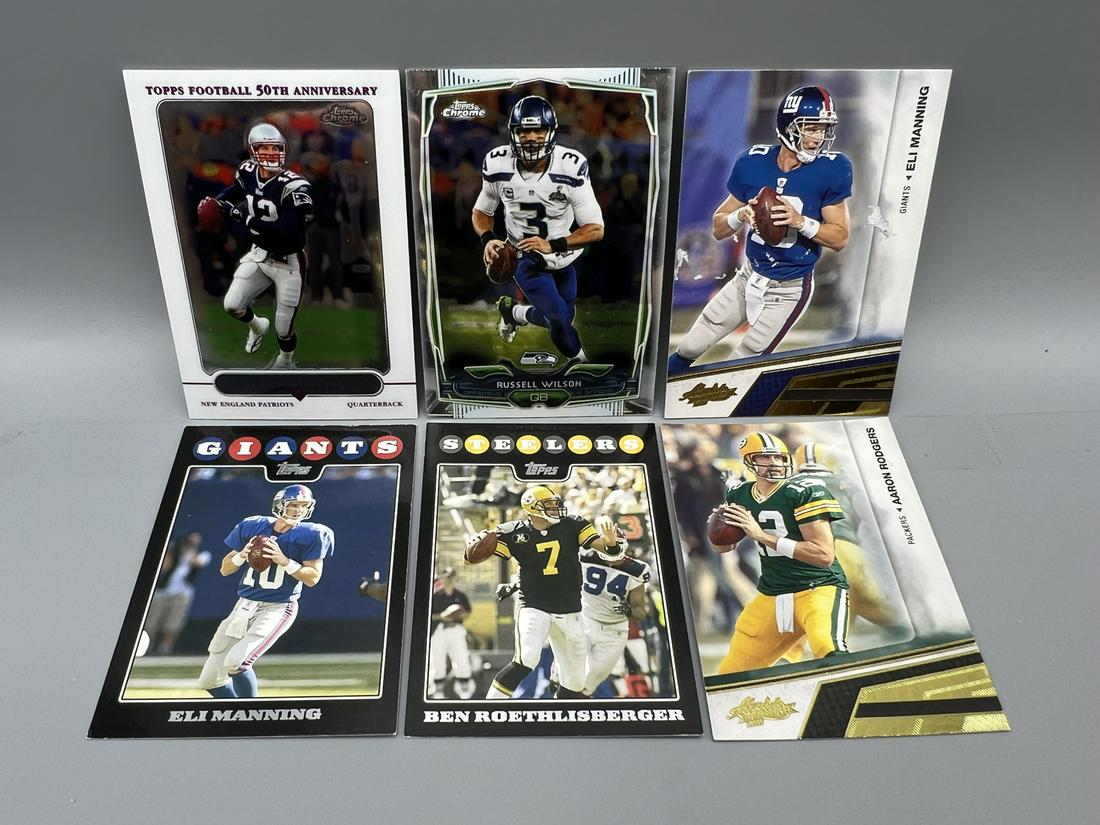 Lot of 6 Assorted Football Quarterbacks - Tom Brady, Manning, Rodgers, Wilson, Roethlisberger (1 of 3)