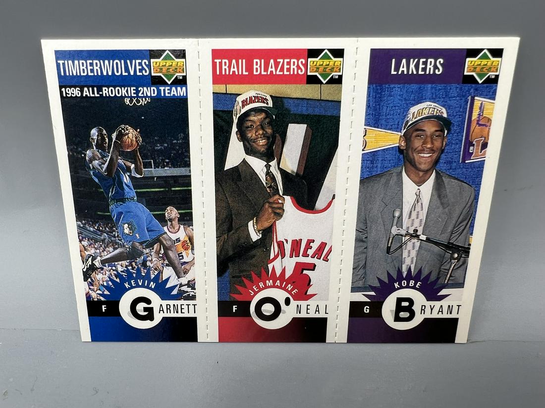 1996 Upper Deck Kobe Bryant RC/Kevin Garnett/Jermaine O'Neal RC (1 of 2)