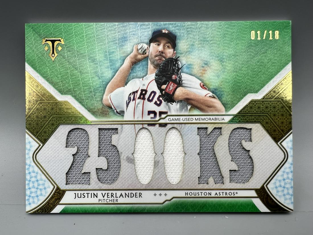 2018 Topps Triple Threads Justin Verlander Game Used Relic Card #01/18 (1 of 2)
