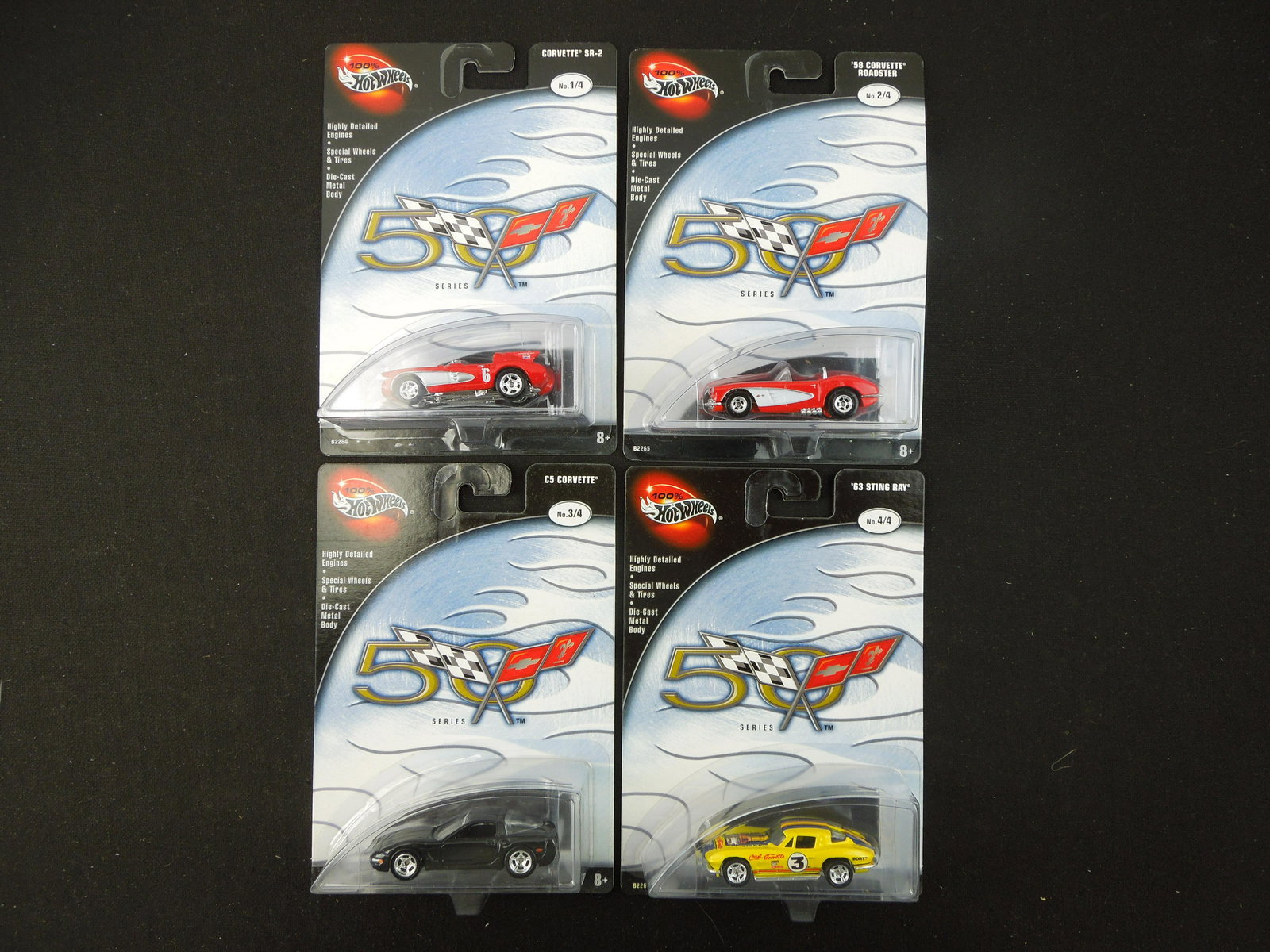 Complete Set 100% Hot Wheels Corvette 50th Anniversary Series (4 Cars): Complete Set 100% Hot Wheels Corvette 50th Anniversary Series (4 Cars)
