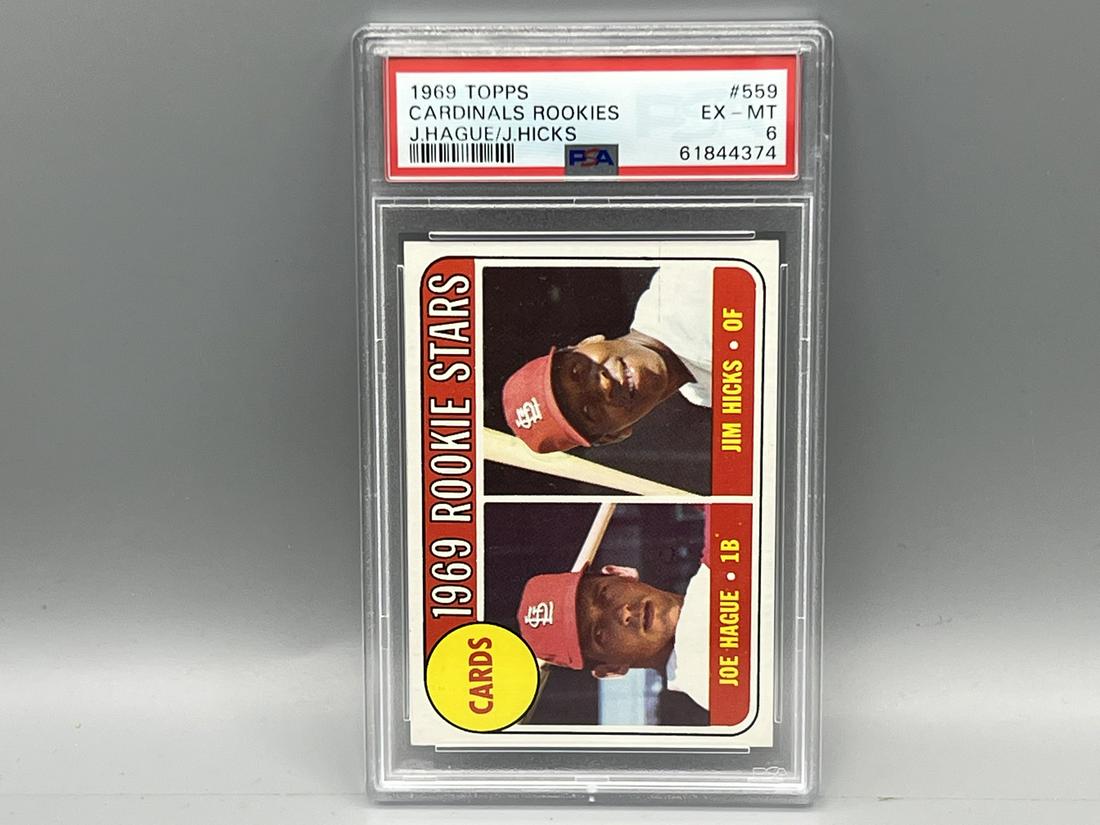 1969 Topps Cardinals Rookies Joe Hague/Jim Hicks #559 PSA EX-MT 6 (1 of 2)