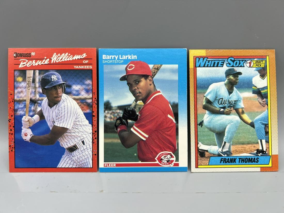 Lot of (3) Assorted Star Player RC Cards - Bernie Williams, Barry Larkin, Frank Thomas (1 of 2)