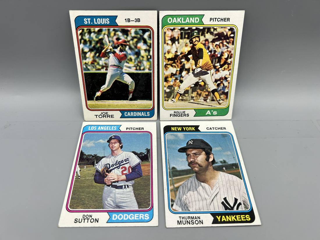 Lot of (4) Assorted 1974 Topps Baseball Star Player Cards - Varying Conditions - Joe Torre, Rollie (1 of 2)