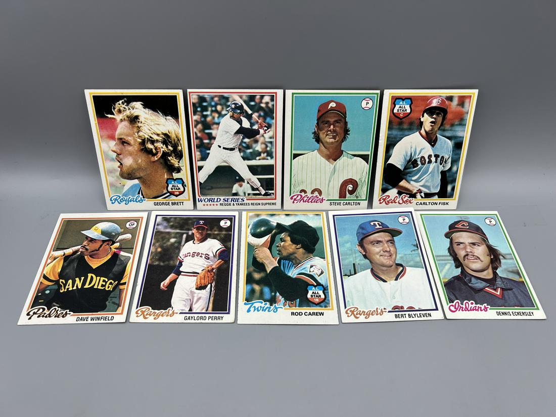 Lot of (9) Assorted 1978 Topps Baseball Star Player Cards - Varying Conditions - George Brett, Steve (1 of 5)