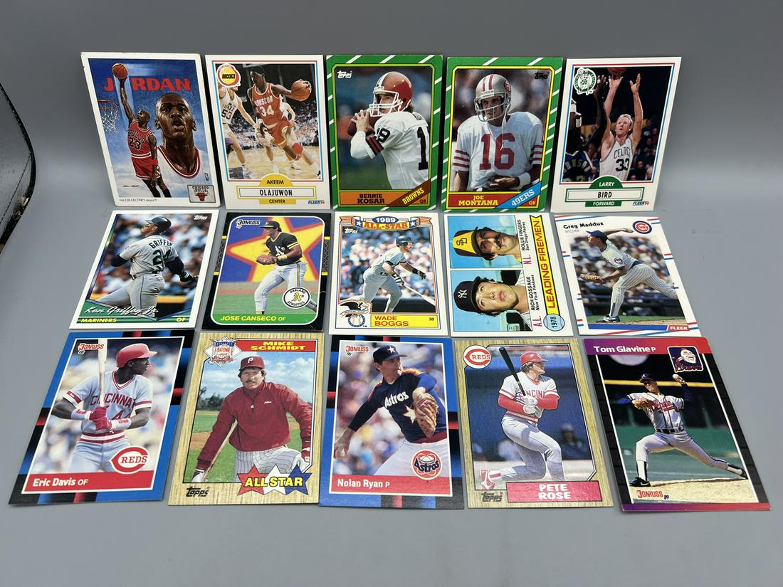 Lot of (15) Assorted Multi Sport Star Player Cards - Varying Conditions - Michael Jordan, Joe (1 of 2)