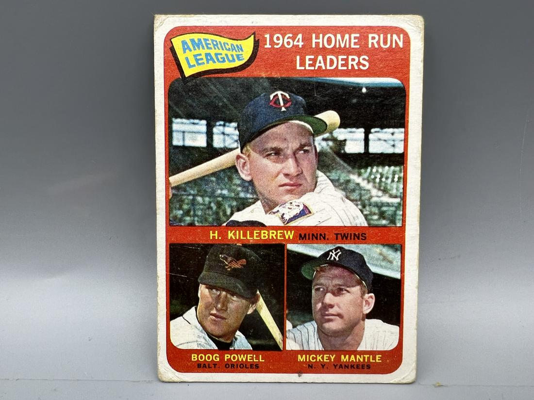 1965 Topps AL HR Leaders Killebrew/Powell/Mantle #3: 1965 Topps AL HR Leaders Killebrew/Powell/Mantle #3