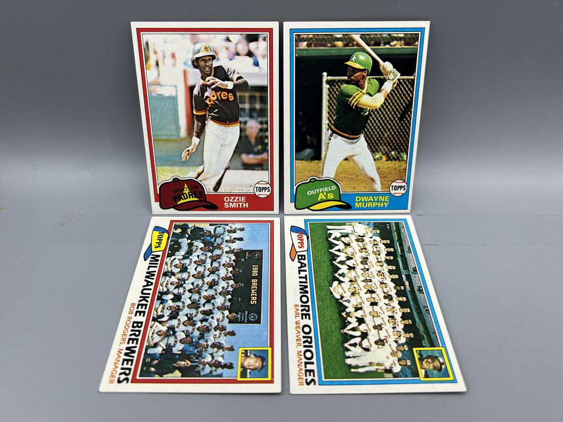 Lot of (4) Assorted 1981 Topps Baseball Cards W/ Ozzie Smith - Varying Conditions (1 of 2)