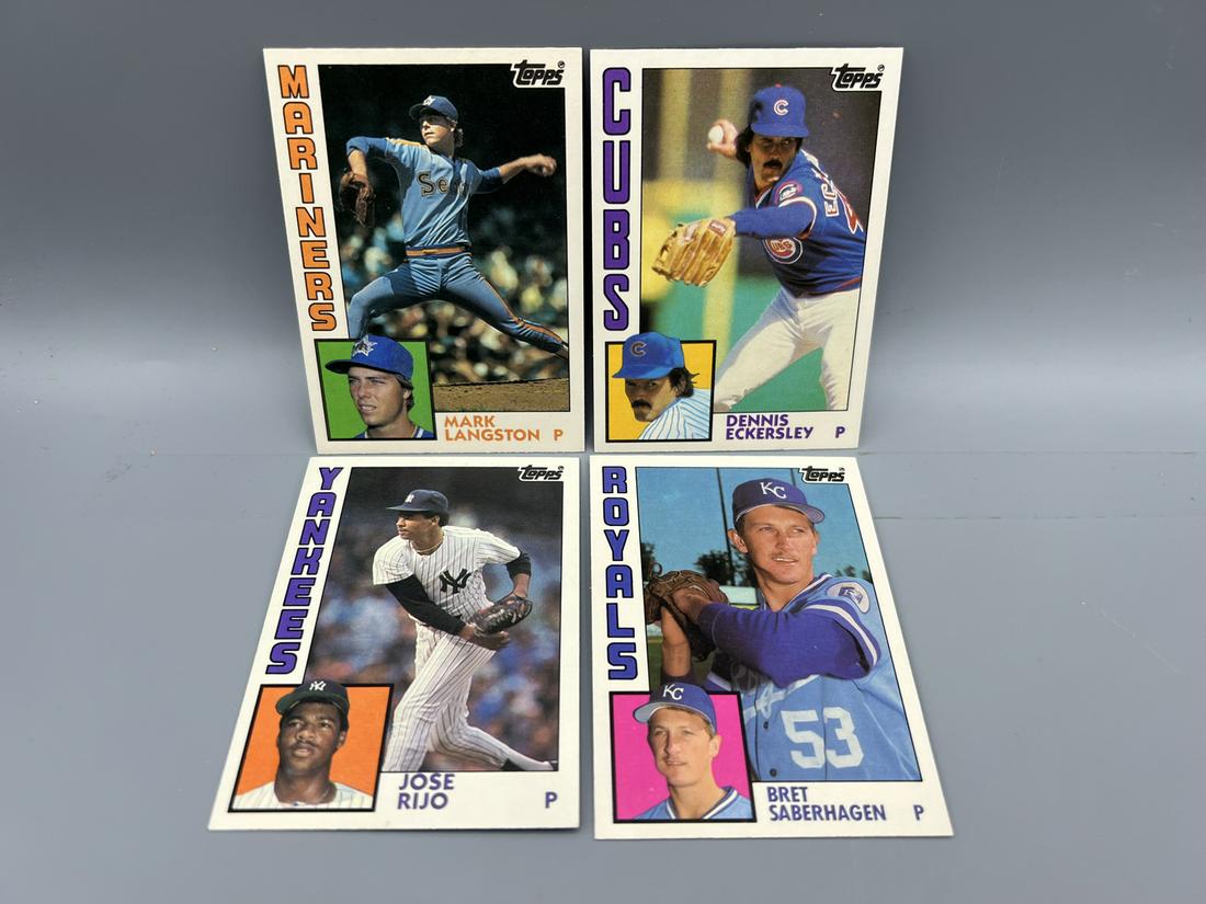 Lot of (4) Assorted 1984 Topps Traded Cards - Dennis Eckersley, Rijo RC, Saberhagen RC, Langston RC (1 of 2)