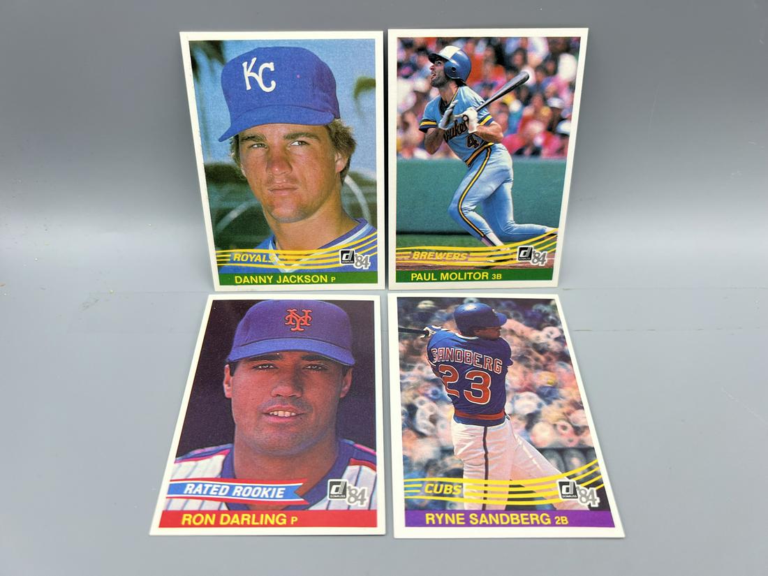 Lot of (4) Assorted 1984 Donruss Baseball Cards - Paul Molitor, Ryne Sandberg, Ron Darling RC, (1 of 2)