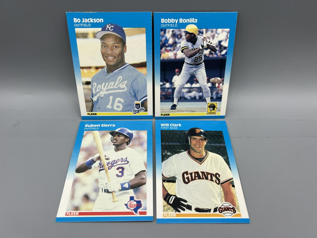 Lot of (4) Assorted 1987 Fleer Baseball Rookies - Bo Jackson & Will Clark: Lot of (4) Assorted 1987 Fleer Baseball Rookies - Bo Jackson & Will Clark