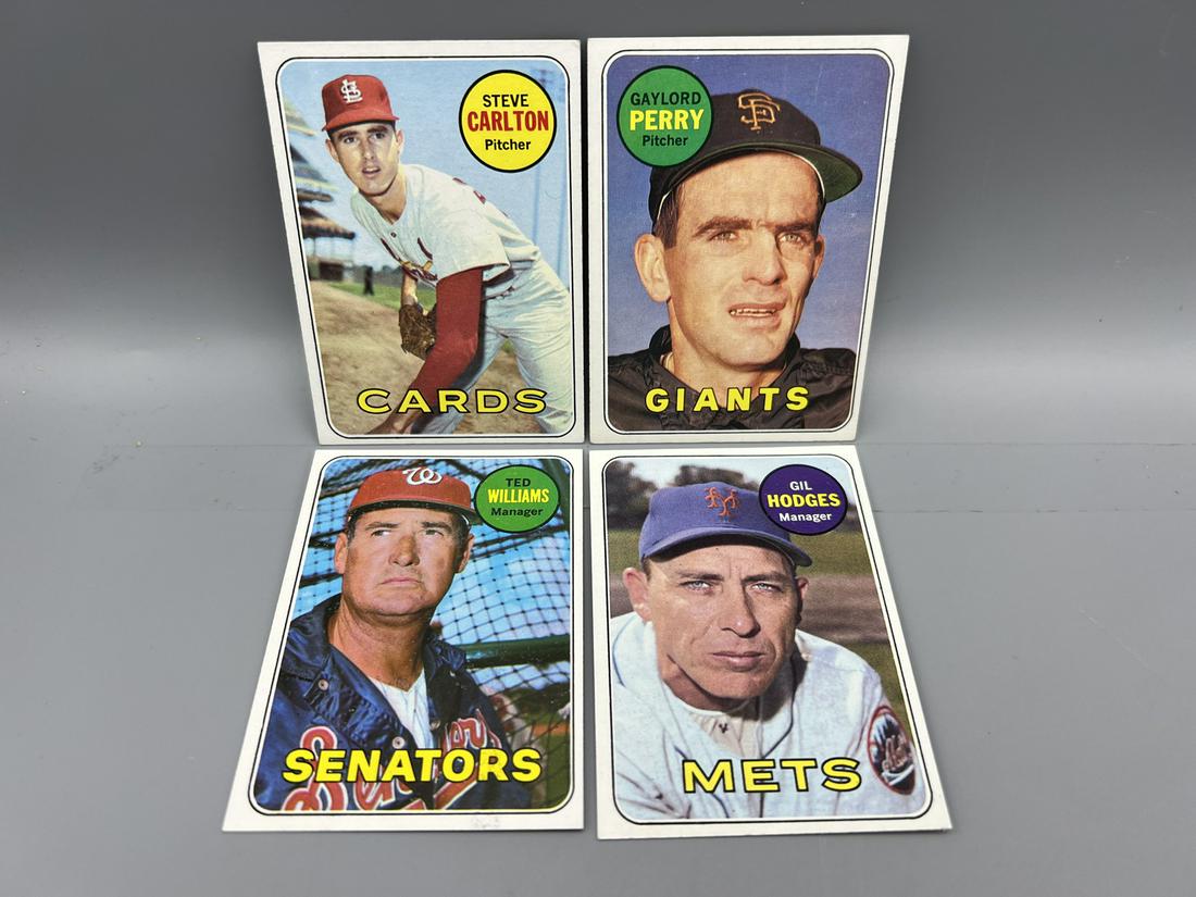 Lot of (4) Assorted 1969 Topps Baseball Star Player Cards - Varying Conditions - Steve Carlton, (1 of 2)