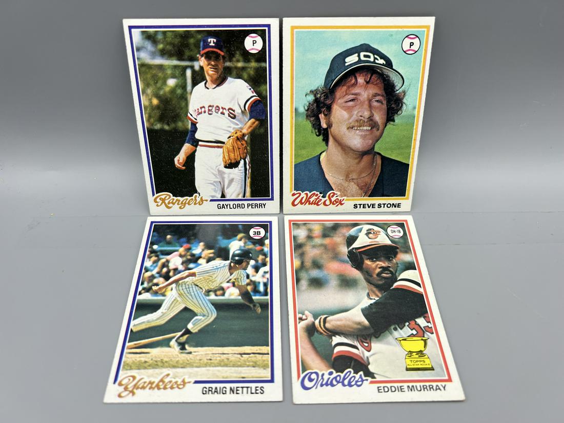 Lot of (4) Assorted 1978 Topps Baseball Cards - Varying Conditions - Eddie Murray RC (1 of 2)