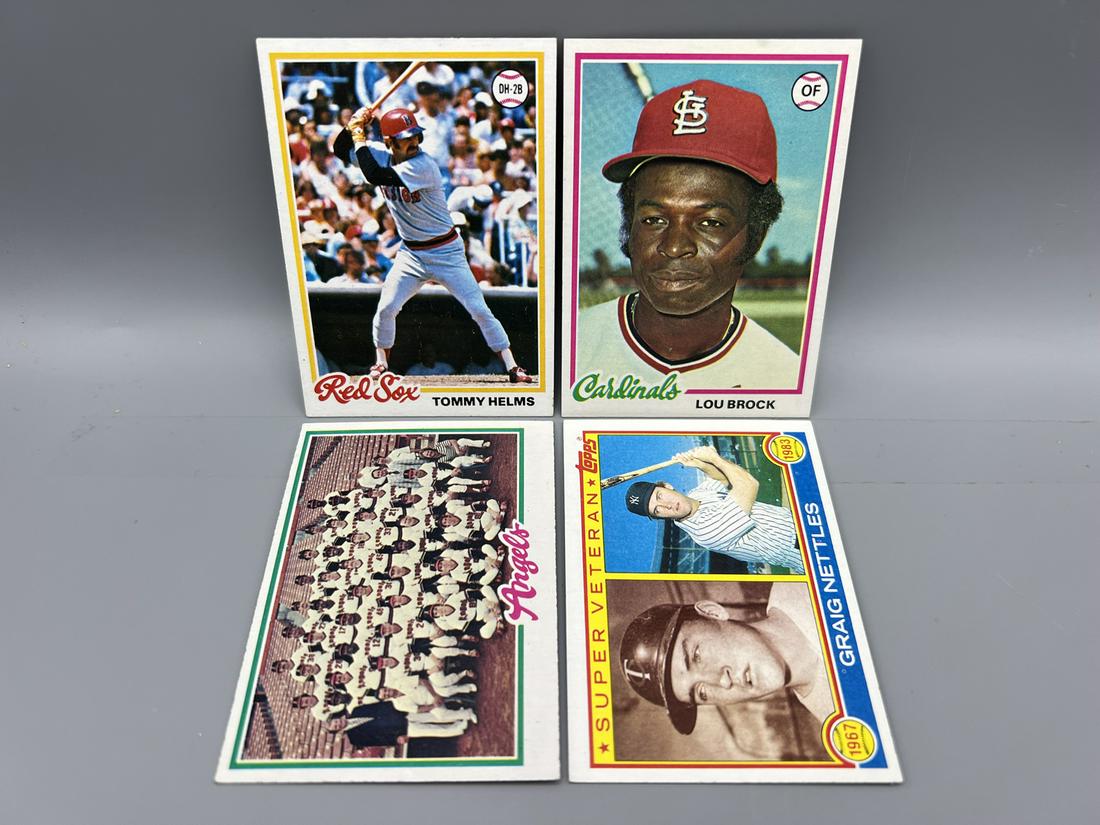 Lot of (4) Assorted Topps Baseball Cards - Varying Conditions - Lou Brock (1 of 2)