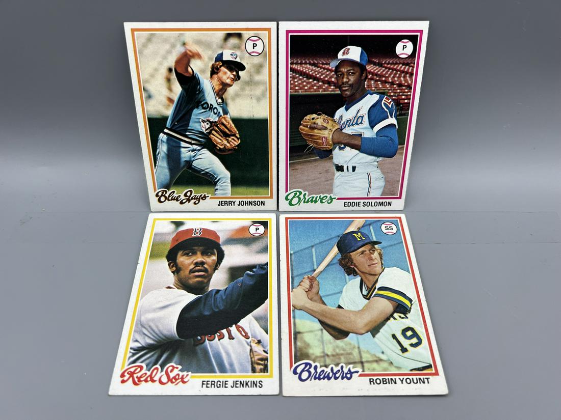 Lot of (4) Assorted 1978 Topps Baseball Cards - Varying Conditions - Robin Yount, Fergie Jenkins (1 of 2)