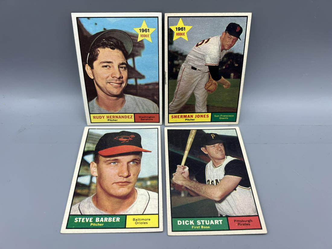 Lot of (4) Assorted 1961 Topps Baseball Cards - Varying Conditions (1 of 2)
