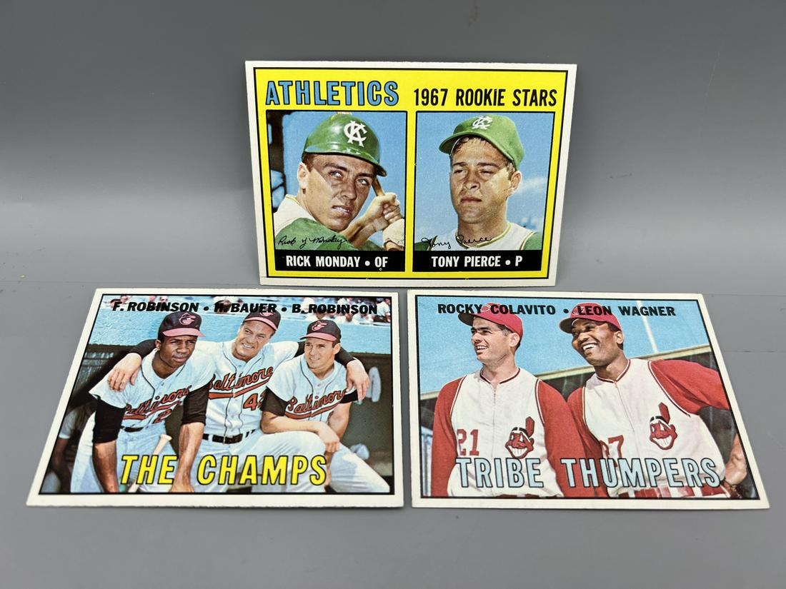 Lot of (3) Assorted 1967 Topps Baseball Cards - Varying Conditions - Frank Robinson, Brooks (1 of 2)
