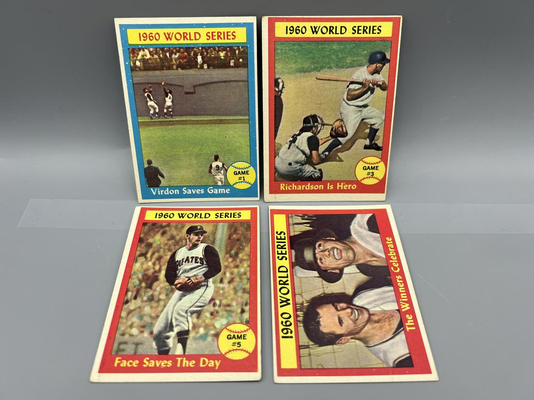 Lot of (4) Assorted 1961 Topps Baseball 60' World Series Cards - Varying Conditions (1 of 2)