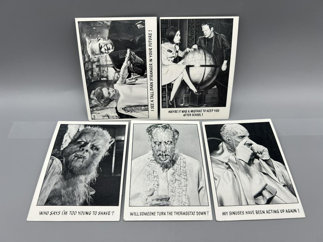 Lot of (5) Assorted 1973 Topps You'll Die Laughing Horror Cards - Tougher to find Glossy Fronts - (1 of 2)