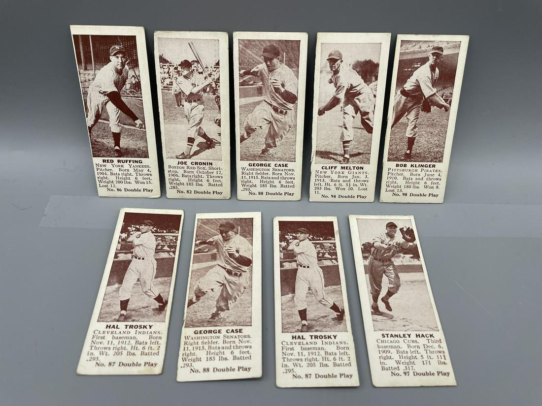 1941 Double Play Lot of 9 Hand-Cut Solo Cards - Red Ruffing, Joe Cronin, Stanley Hack (1 of 6)