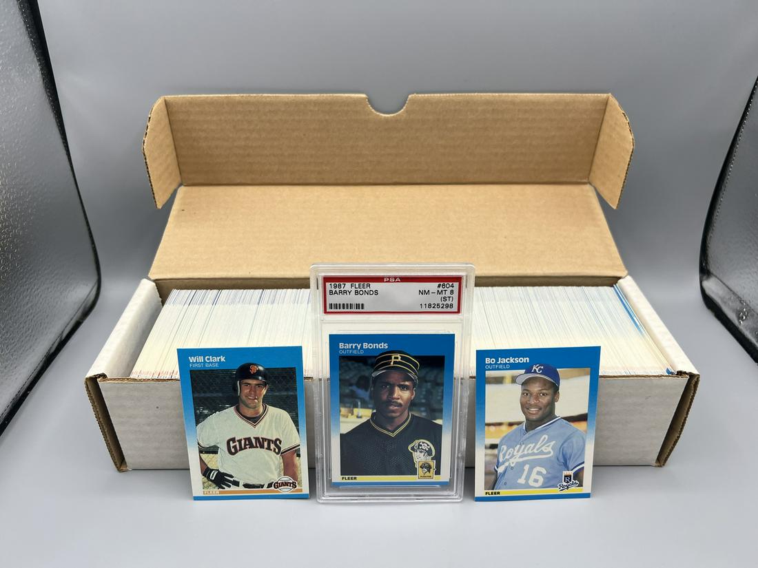 1987 Fleer Baseball Complete Set - Barry Larkin, Bo Jackson RCs & Barry Bonds RC #604 PSA NM-MT 8 (1 of 4)