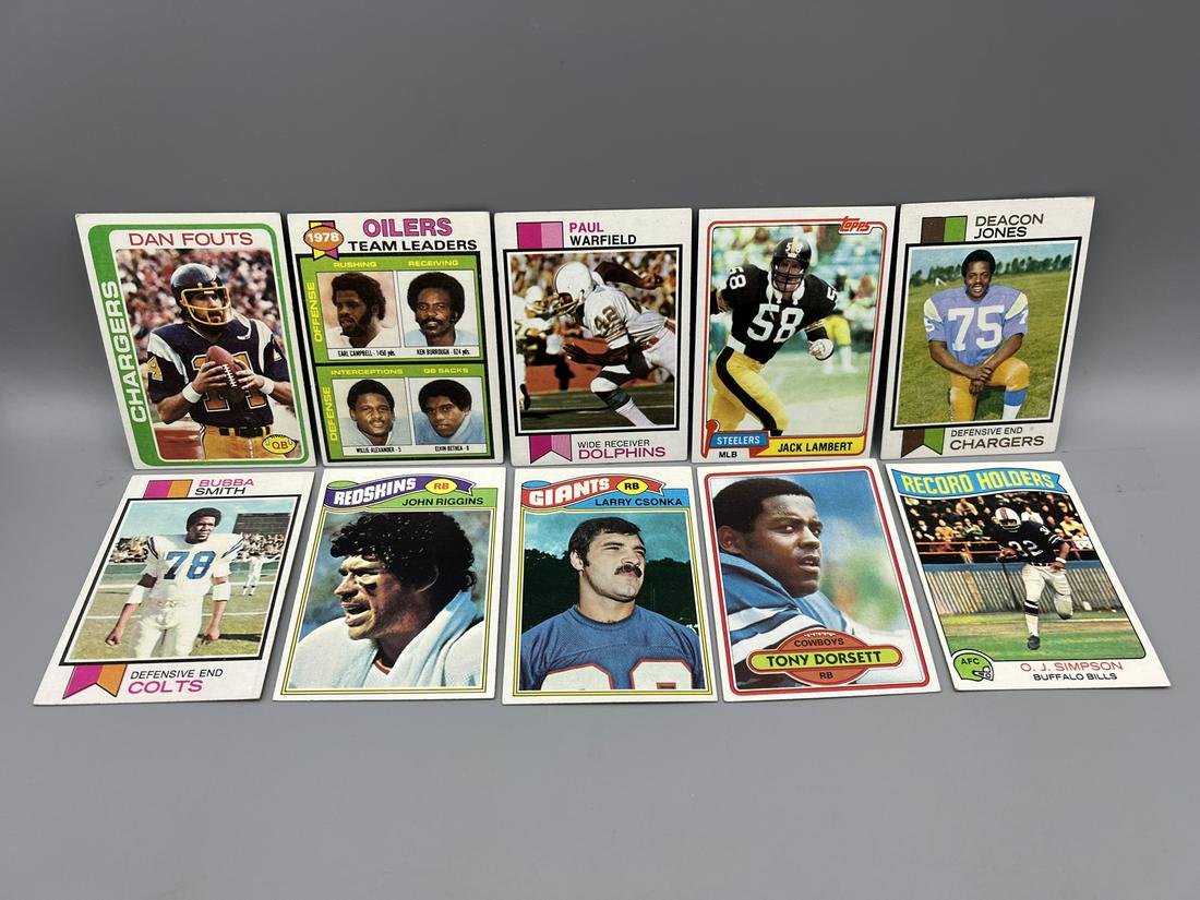 Lot of (10) Assorted Football Star Player Cards - Varying Conditions - O.J. Simpson, Earl Campbell, (1 of 5)