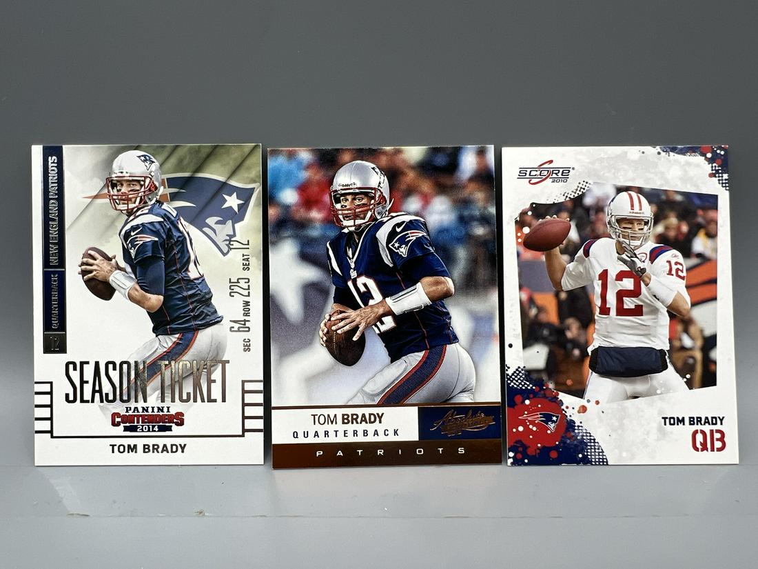 Lot of (3) Assorted Tom Brady Football Cards - Varying Conditions (1 of 2)