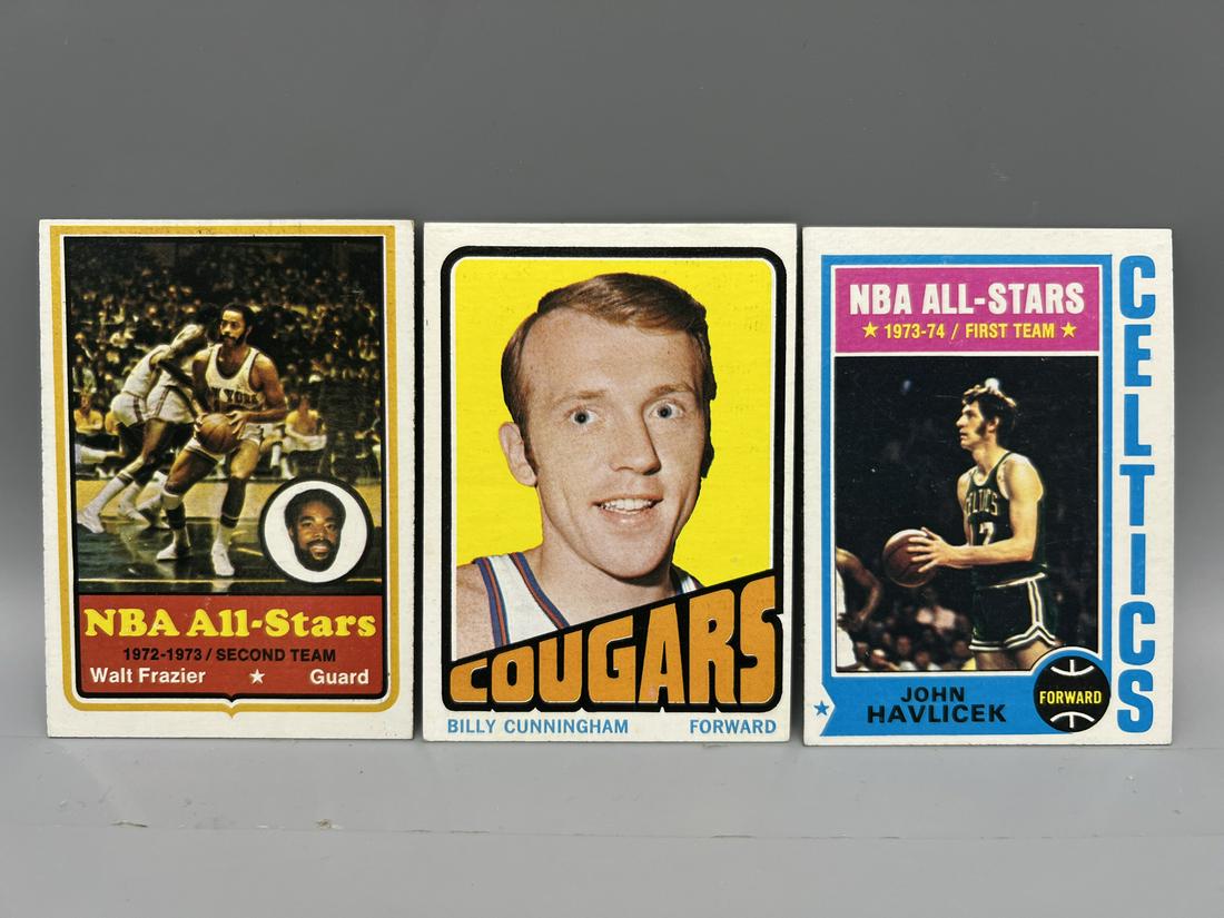 Lot of (3) Assorted Vintage Basketball Star Player Cards - Varying Conditions - Walt Frazier, Billy (1 of 2)