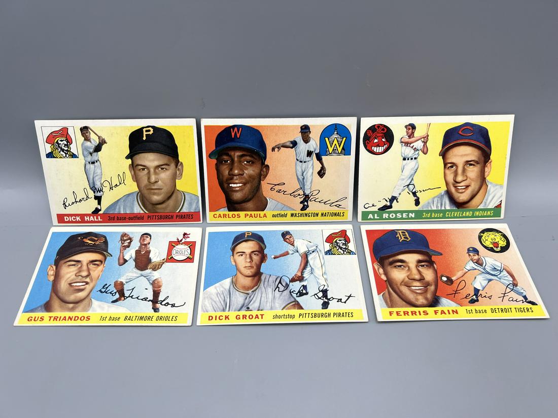 Lot of (6) Assorted 1955 Topps Baseball Cards - Varying Conditions - Some Semi-Stars (1 of 2)