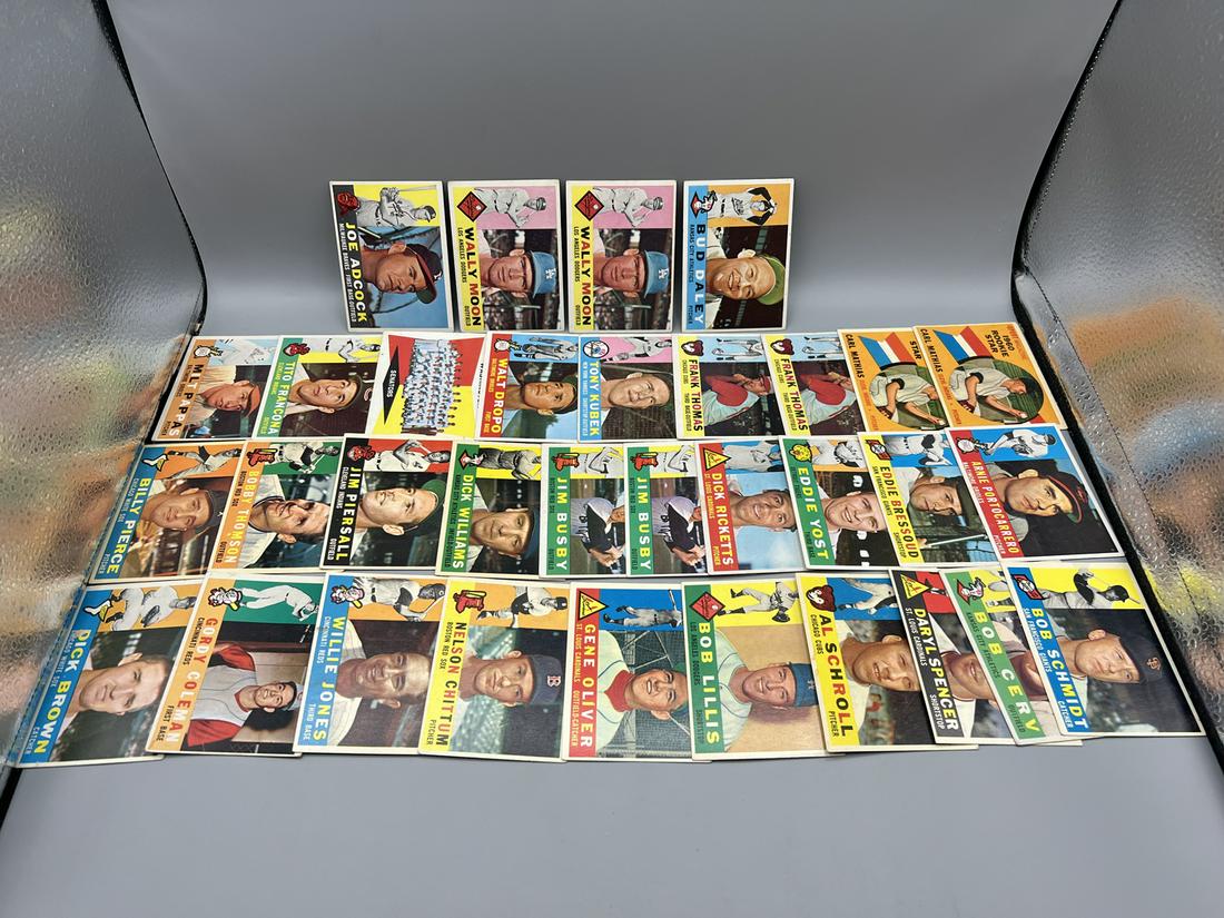 Lot of (30) Assorted 1960 Topps Baseball Cards W/ Some Semi-Stars - Varying Conditions - Joe Adcock, (1 of 5)