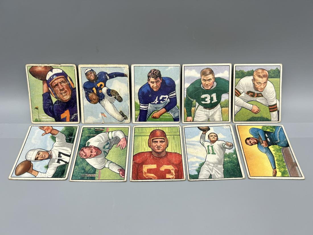 Lot of (10) 1950 Bowman Football Cards - Varying Conditions - Waterfield #17 (1 of 6)