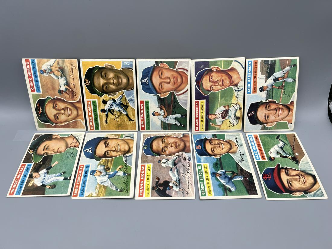 Lot of (10) Assorted 1956 Topps Baseball Cards - Varying Conditions (1 of 5)