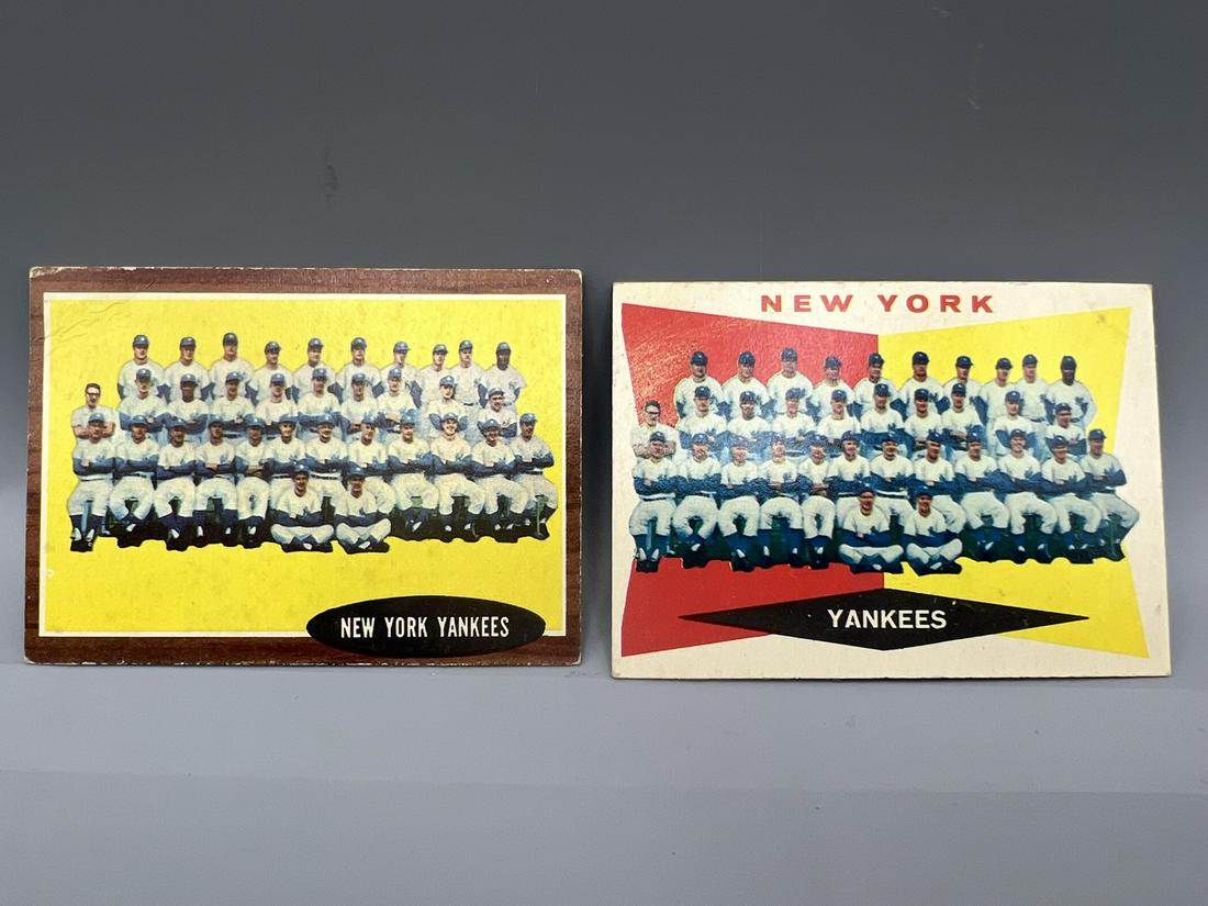 1960 Topps New York Yankees Team Card #332 & 1962 Topps New York Yankees Team Card #251 (1 of 2)