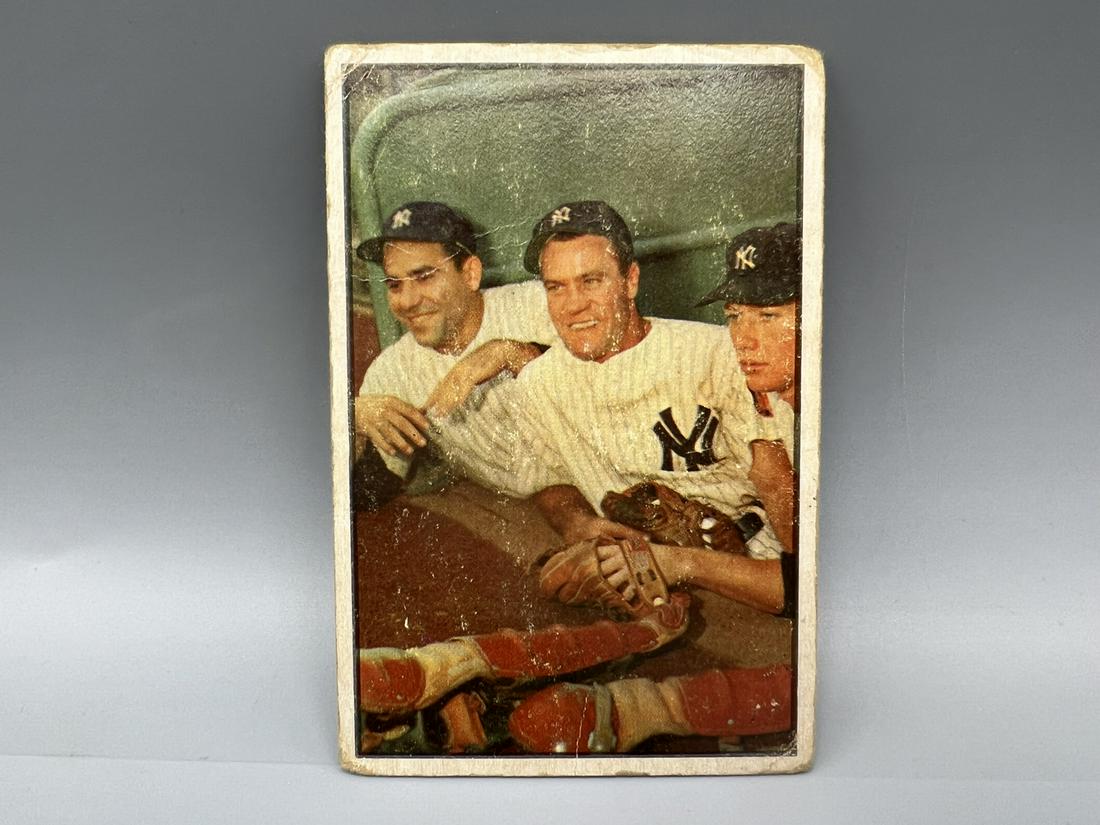 1953 Bowman Color Hank Bauer/Yogi Berra/Mickey Mantle #44 (1 of 2)