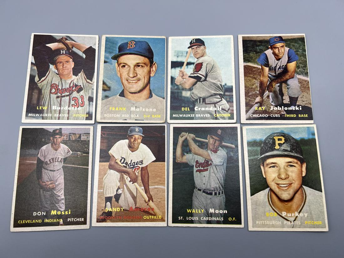 Lot of (8) 1957 Topps Baseball Cards - Varying Conditions (1 of 2)