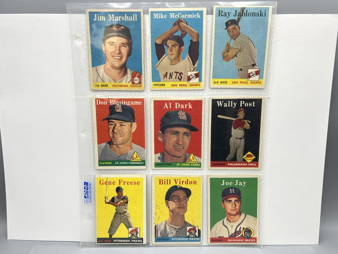 Lot of (9) 1958 Topps Baseball Cards - Varying Conditions (1 of 2)