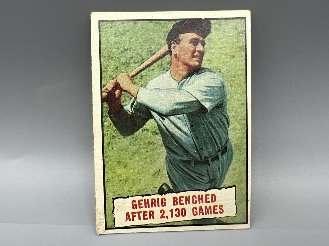1961 Topps Baseball Thrills Gehrig Benched After 2130 Games #405 (1 of 2)