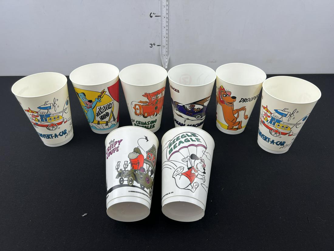 Lot of (8) 1976 Hanna Barbera Wacky Races Assorted 7-11 Slurpee Cartoon Character Cups (1 of 4)