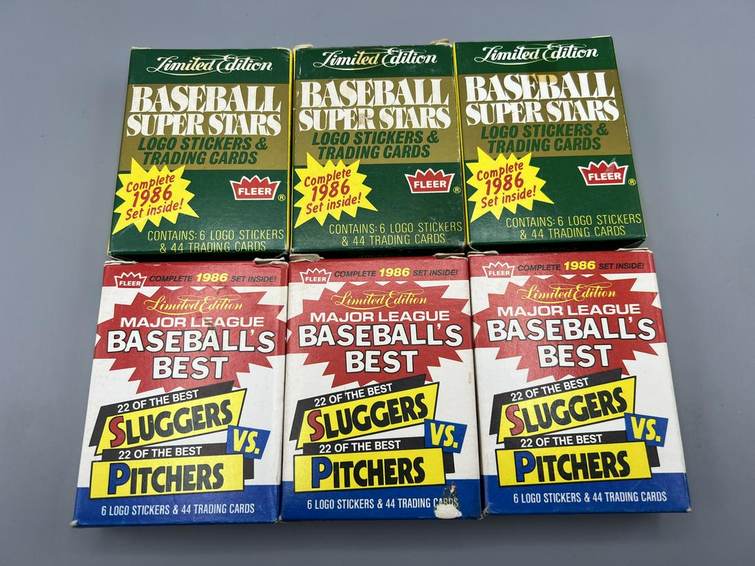 Lot of (6) 1986 Fleer Baseball Card Box Sets (1 of 2)