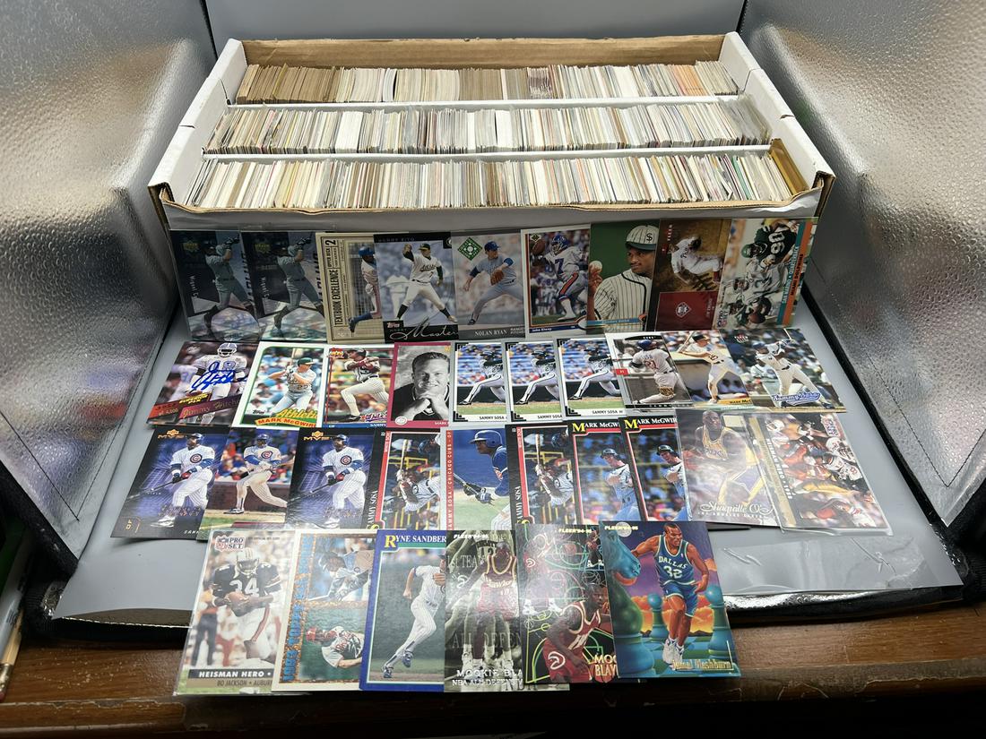 3 Row Box of Assorted Basketball, Baseball, & Football Cards W/ Lots of Stars, Inserts, & Rookies - (1 of 5)