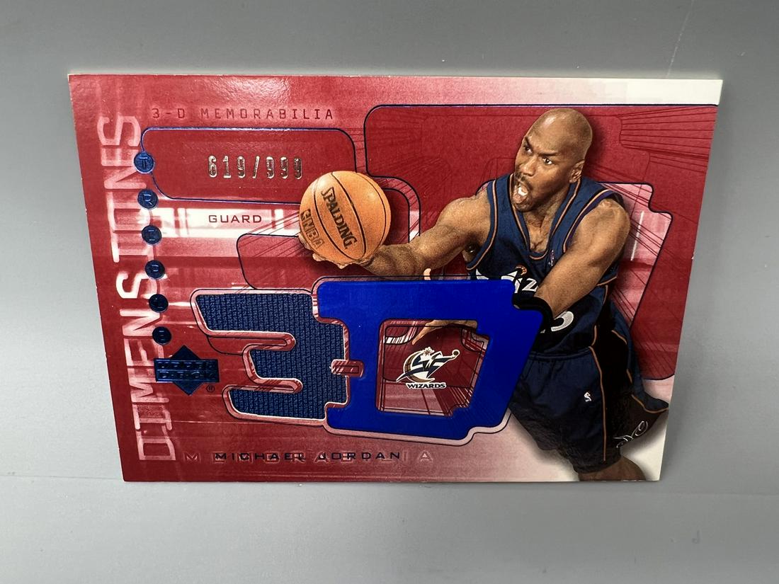 2004 Upper Deck 3-D Dimensions Michael Jordan Game Worn Jersey Card #619/999 (1 of 2)