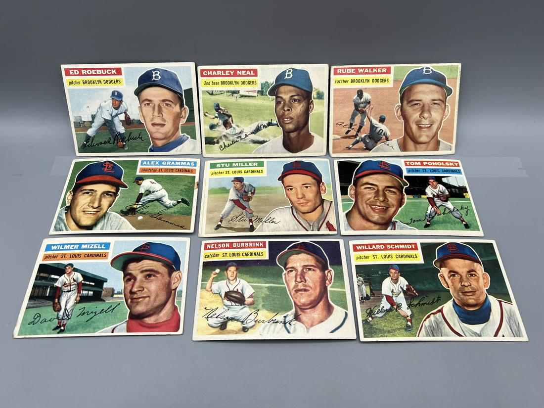 Lot of (9) 1956 Topps Baseball Cards - Varying Conditions (1 of 6)