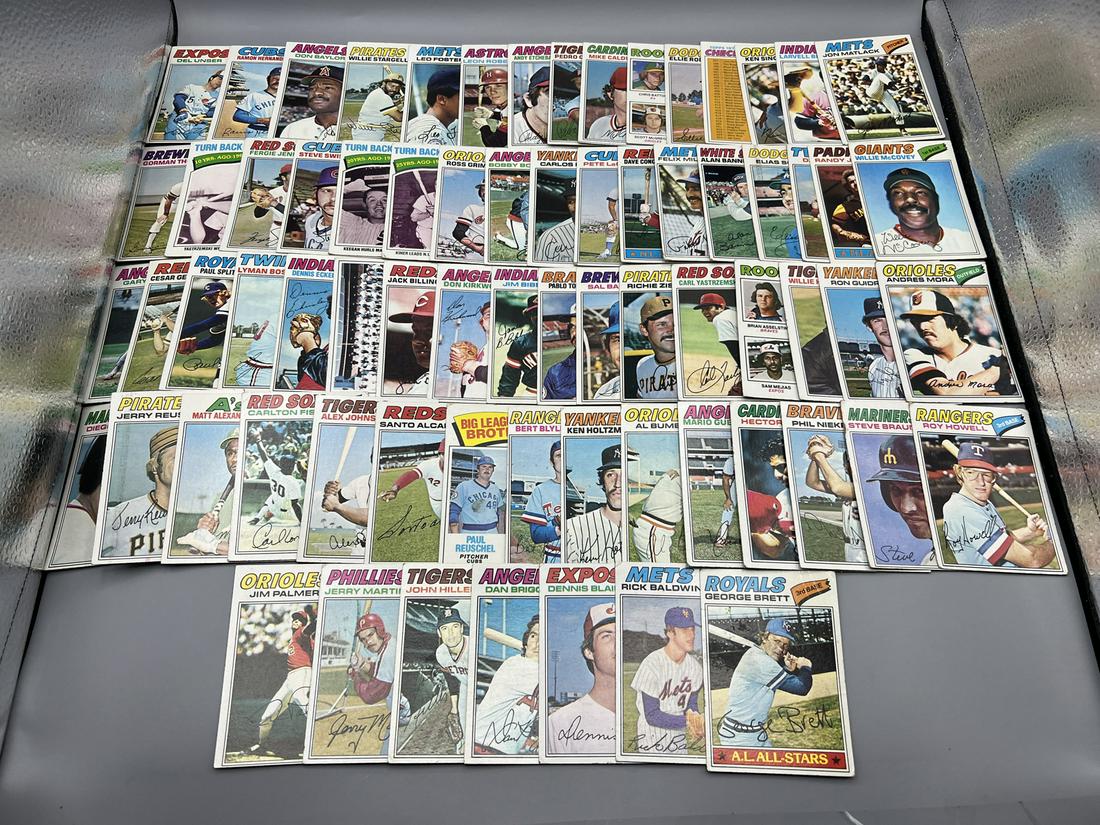Lot of (71) 1977 Topps Baseball Cards W/ Some Stars - Varying Conditions - George Brett, Jim Palmer, (1 of 5)