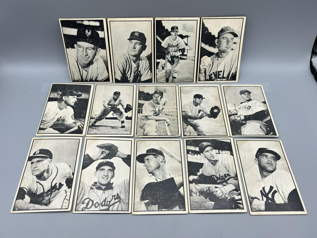 Lot of (14) 1953 Bowman Black & White Baseball Cards - Varying Conditions - Johnny Mize, Bob Lemon, (1 of 10)