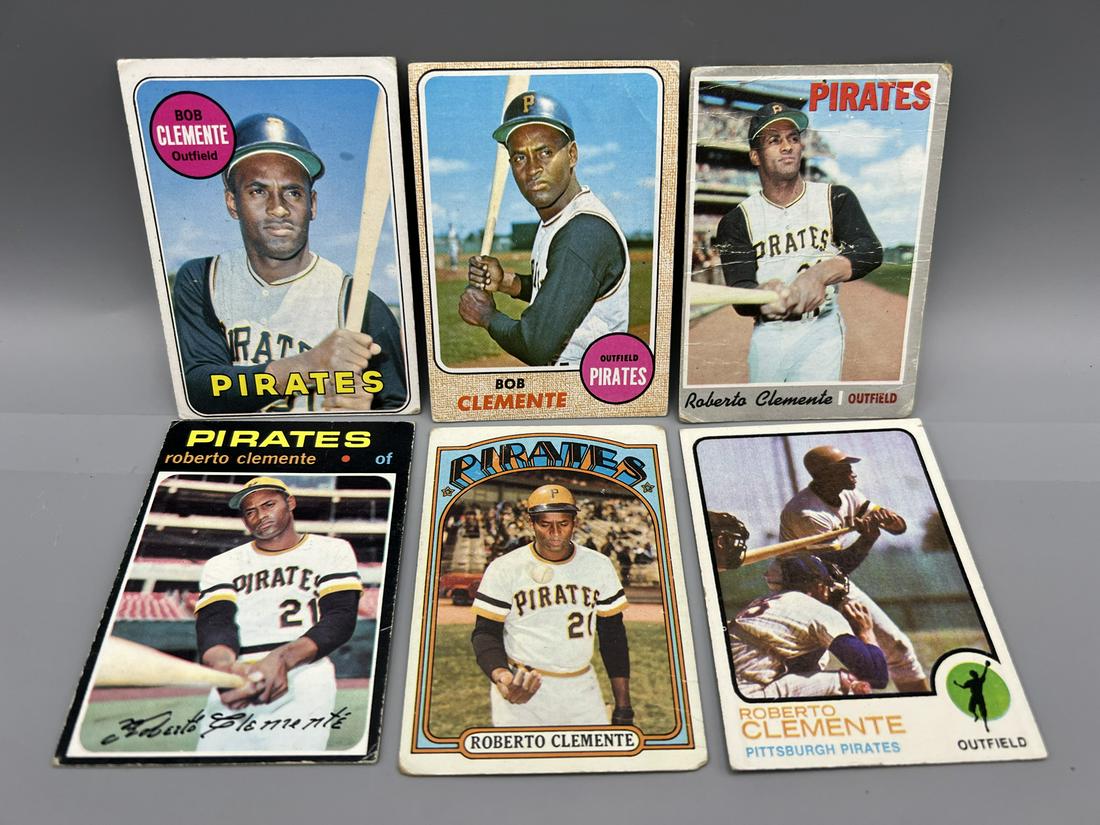 1968-1973 Topps Roberto Clemente Lot of 6 Cards - Varying Conditions with some creases (1 of 7)