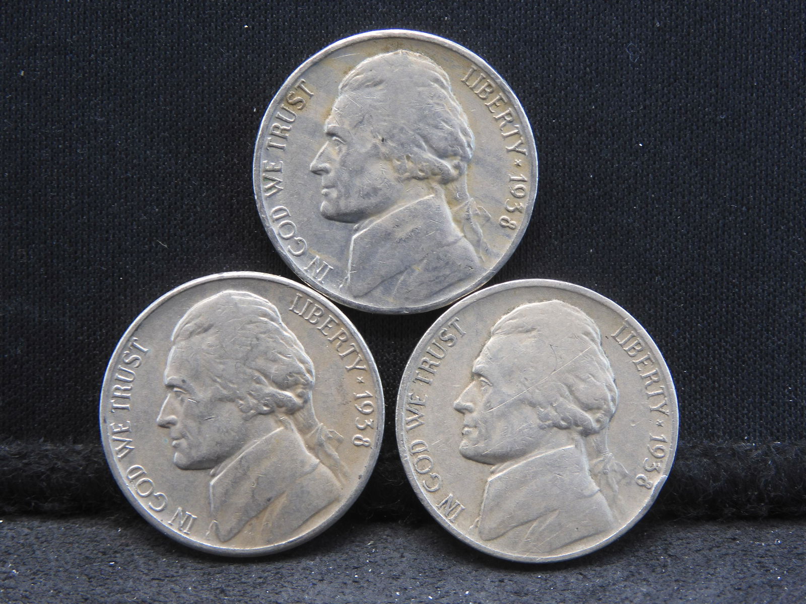 1938 Jefferson Nickels - P,D,S, Mint Marks  - 3 Coins (1 of 2)