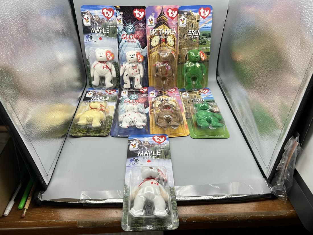 Lot of (2) 1999 McDonald's x Beanie Babies Complete 4 Bear Sets W/ 1 Extra Maple Bear: Lot of (2) 1999 McDonald's x Beanie Babies Complete 4 Bear Sets W/ 1 Extra Maple Bear