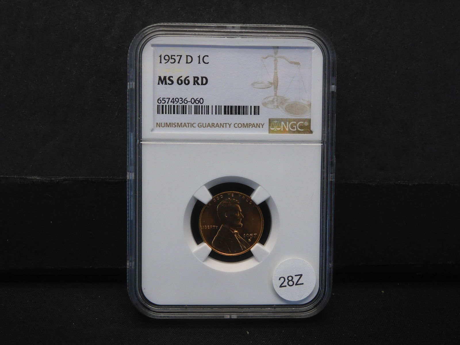 1957-D MS 66 RD LINCOLN  WHEAT CENT.(GRADED BY NGC) (1 of 4)