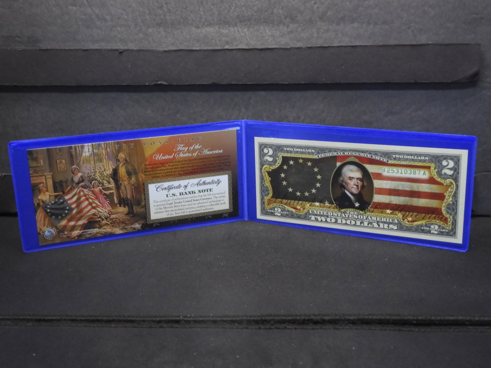 The Betsy Ross Flag "Flag of the United States" Commemorative $2 Bank Note. Overprint. Legal Tender. (1 of 6)