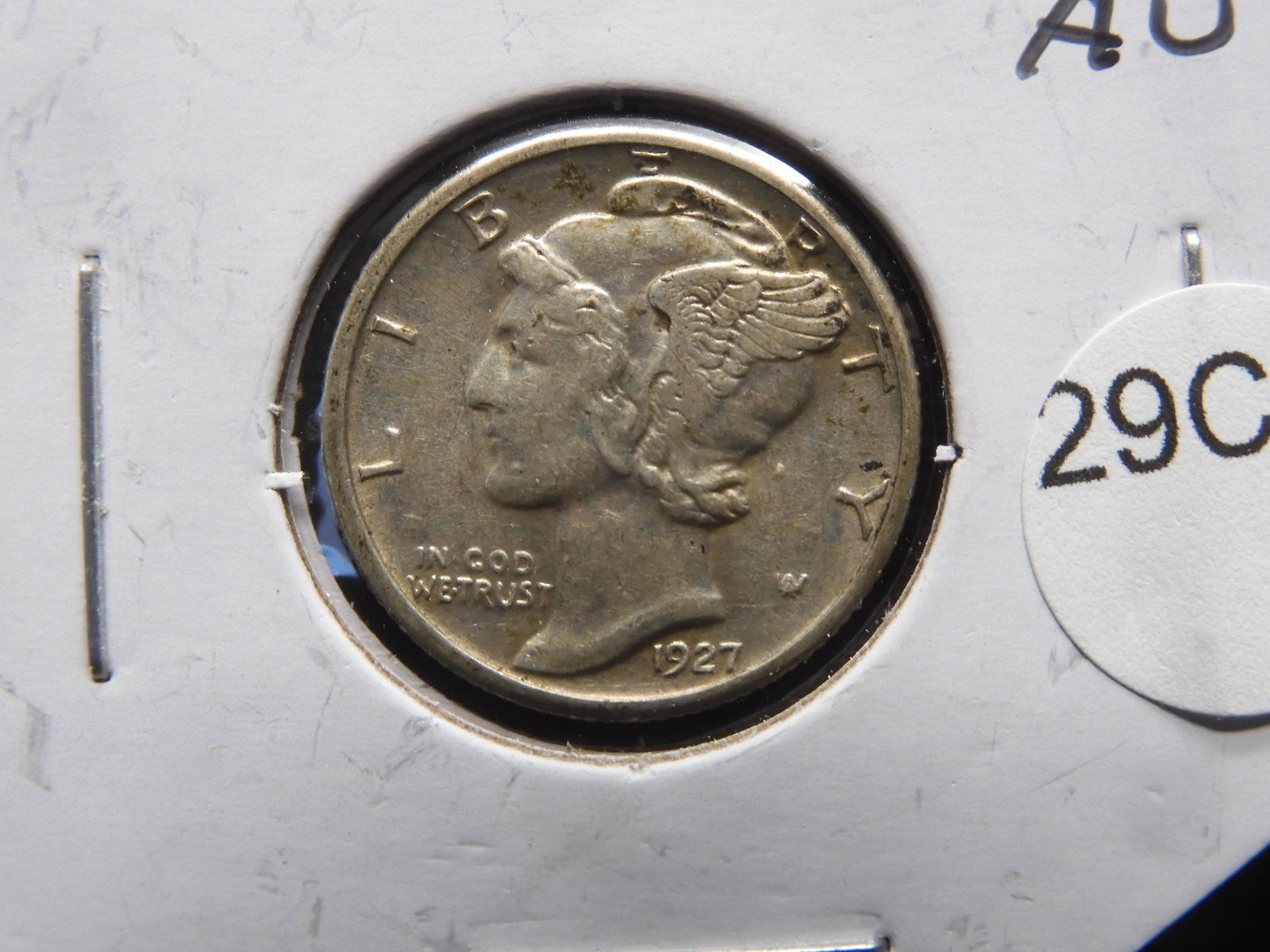 1927 Mercury Dime.  AU. (1 of 3)