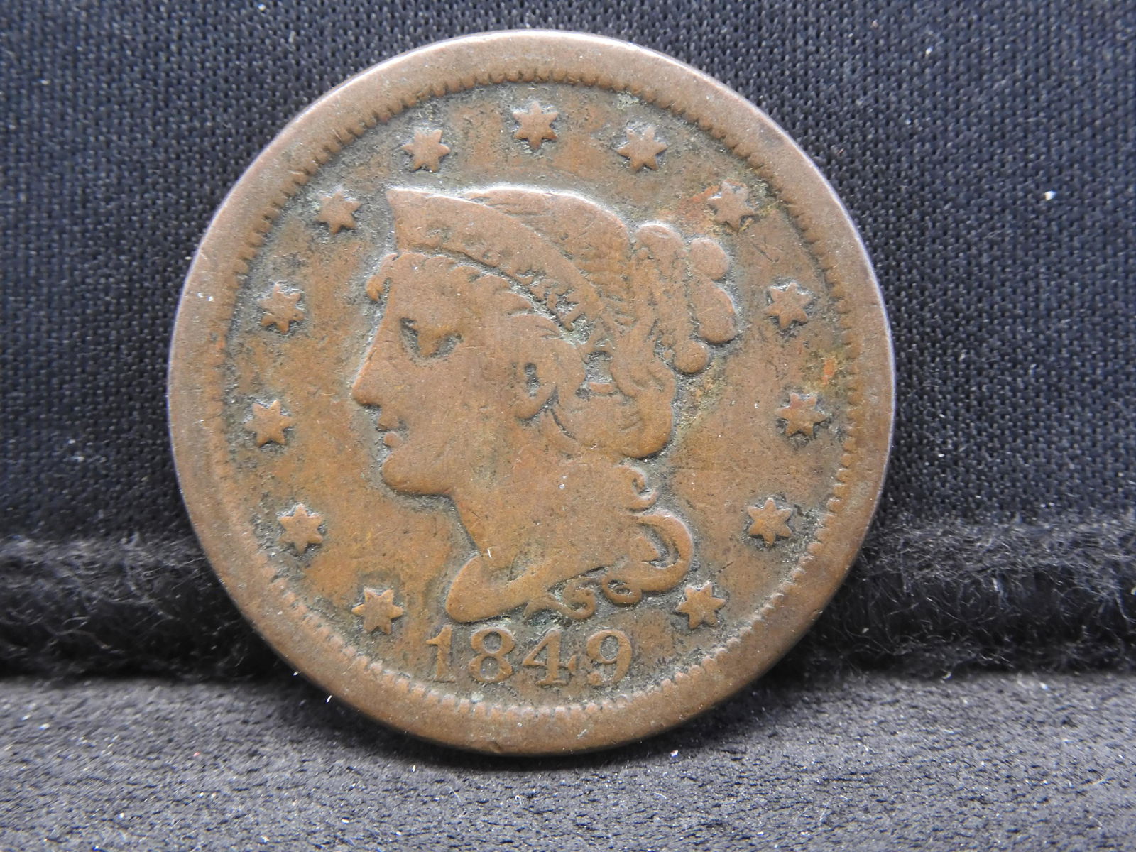 1849 Braided Hair Large Cent - VF/FINE (1 of 2)
